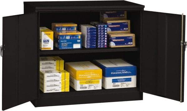 Tennsco - 2 Shelf Locking Storage Cabinet - Steel, 48" Wide x 24" Deep x 42" High, Black - Americas Industrial Supply