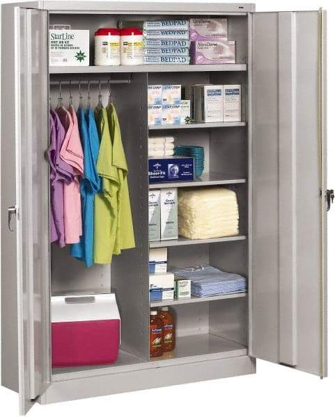 Tennsco - 6 Shelf Locking Storage Cabinet - Steel, 48" Wide x 24" Deep x 78" High, Light Gray - Americas Industrial Supply