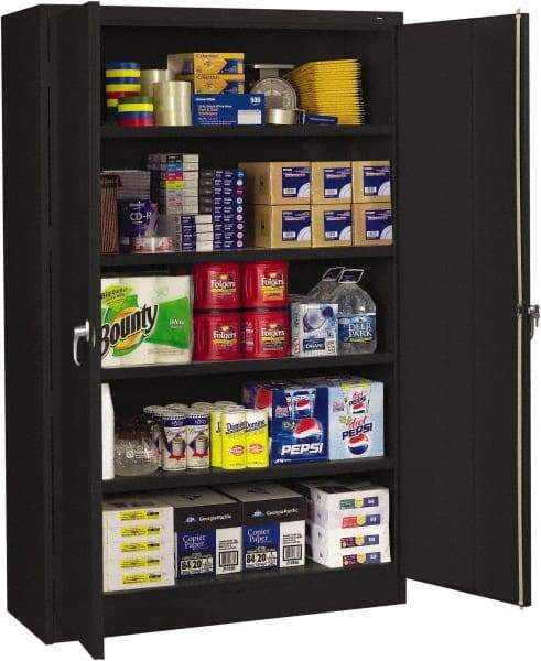 Tennsco - 5 Shelf Locking Storage Cabinet - Steel, 48" Wide x 24" Deep x 78" High, Black - Americas Industrial Supply