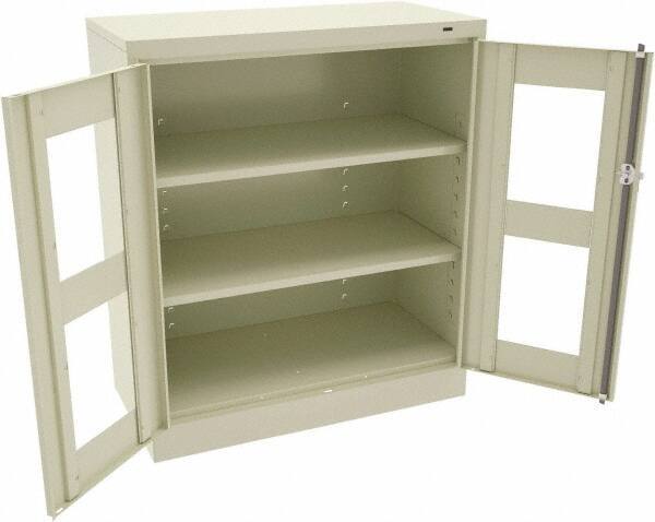 Tennsco - 3 Shelf Visible Storage Cabinet - Steel, 36" Wide x 18" Deep x 42" High, Champagne/Putty - Americas Industrial Supply