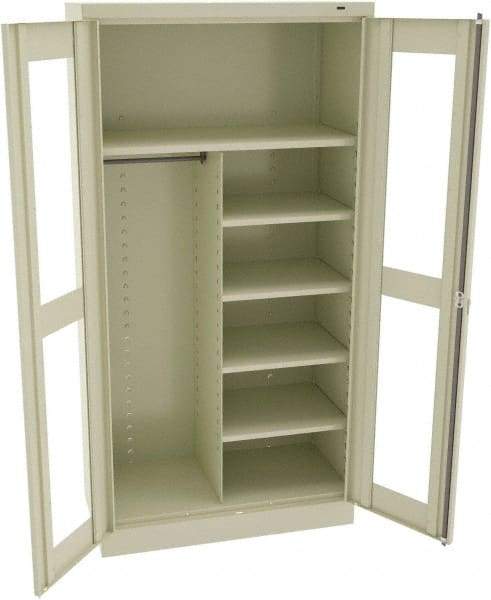 Tennsco - 6 Shelf Combination Storage Cabinet - Steel, 36" Wide x 18" Deep x 72" High, Champagne/Putty - Americas Industrial Supply