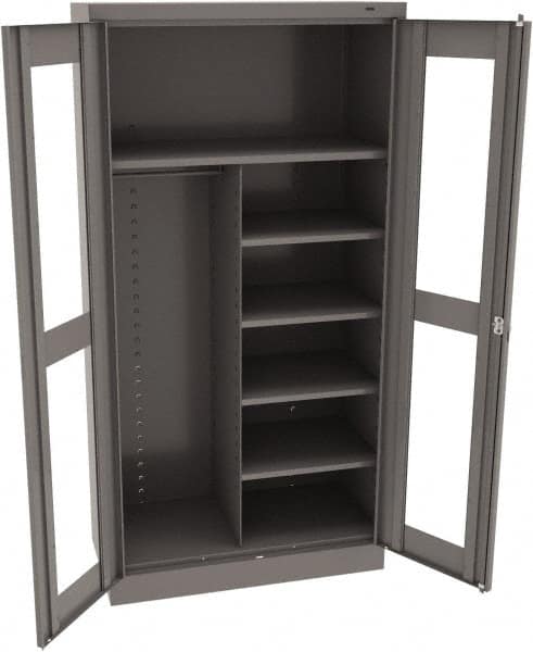 Tennsco - 6 Shelf Combination Storage Cabinet - Steel, 36" Wide x 18" Deep x 72" High, Medium Gray - Americas Industrial Supply