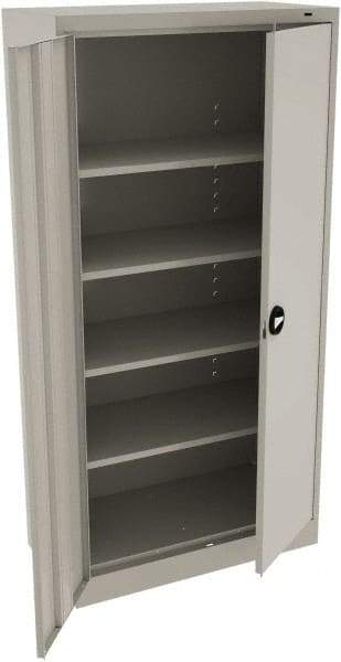 Tennsco - 5 Shelf Locking Storage Cabinet - Steel, 36" Wide x 18" Deep x 78" High, Light Gray - Americas Industrial Supply