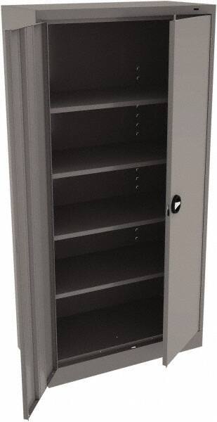 Tennsco - 5 Shelf Locking Storage Cabinet - Steel, 36" Wide x 18" Deep x 78" High, Medium Gray - Americas Industrial Supply