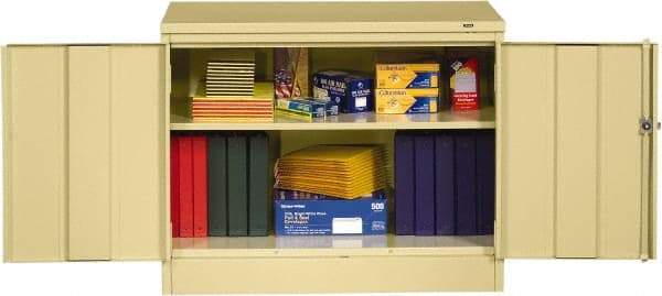 Tennsco - 2 Shelf Locking Storage Cabinet - Steel, 36" Wide x 18" Deep x 30" High, Sand - Americas Industrial Supply