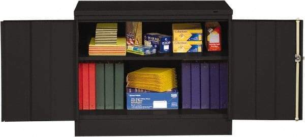 Tennsco - 2 Shelf Locking Storage Cabinet - Steel, 36" Wide x 18" Deep x 30" High, Black - Americas Industrial Supply