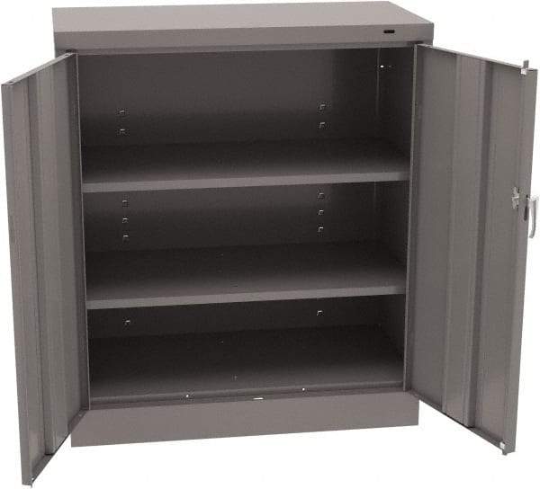 Tennsco - 3 Shelf Locking Storage Cabinet - Steel, 36" Wide x 18" Deep x 42" High, Medium Gray - Americas Industrial Supply