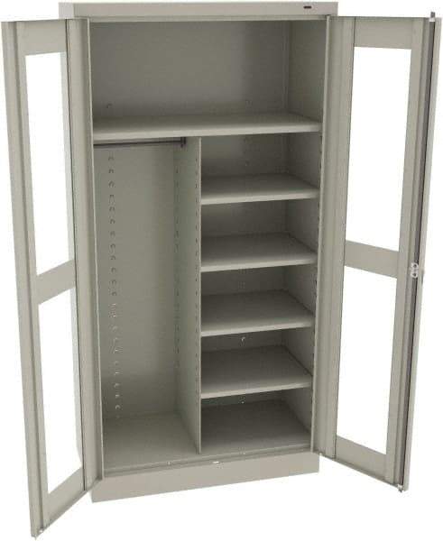 Tennsco - 6 Shelf Combination Storage Cabinet - Steel, 36" Wide x 18" Deep x 72" High, Light Gray - Americas Industrial Supply