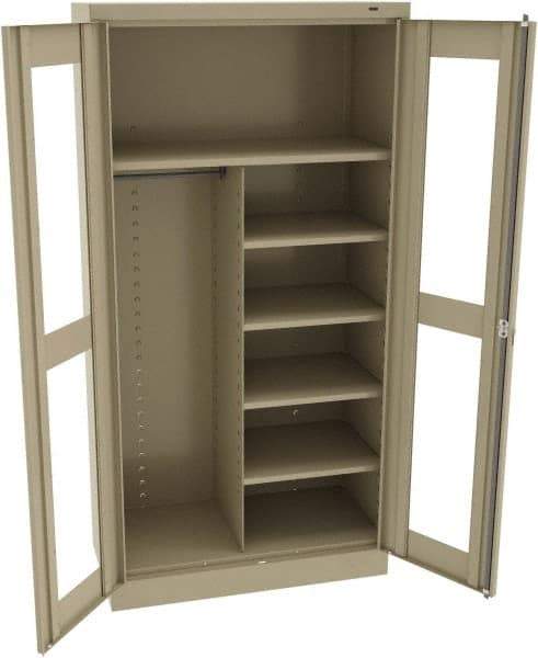 Tennsco - 6 Shelf Combination Storage Cabinet - Steel, 36" Wide x 18" Deep x 72" High, Sand - Americas Industrial Supply