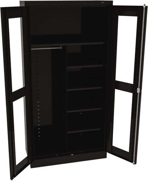 Tennsco - 6 Shelf Combination Storage Cabinet - Steel, 36" Wide x 18" Deep x 72" High, Black - Americas Industrial Supply