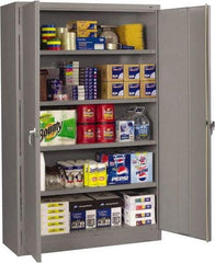 Tennsco - 5 Shelf Locking Storage Cabinet - Steel, 48" Wide x 18" Deep x 78" High, Medium Gray - Americas Industrial Supply