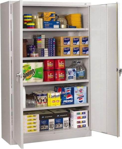 Tennsco - 5 Shelf Locking Storage Cabinet - Steel, 48" Wide x 18" Deep x 78" High, Light Gray - Americas Industrial Supply