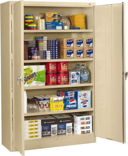 Tennsco - 5 Shelf Locking Storage Cabinet - Steel, 48" Wide x 18" Deep x 78" High, Sand - Americas Industrial Supply