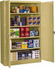 Tennsco - 5 Shelf Locking Storage Cabinet - Steel, 48" Wide x 18" Deep x 78" High, Medium Gray - Americas Industrial Supply