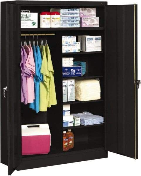 Tennsco - 6 Shelf Locking Storage Cabinet - Steel, 48" Wide x 24" Deep x 78" High, Black - Americas Industrial Supply