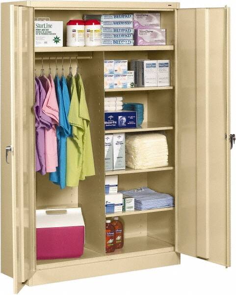 Tennsco - 6 Shelf Locking Storage Cabinet - Steel, 48" Wide x 24" Deep x 78" High, Champagne/Putty - Americas Industrial Supply