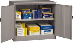 Tennsco - 2 Shelf Locking Storage Cabinet - Steel, 48" Wide x 24" Deep x 42" High, Medium Gray - Americas Industrial Supply