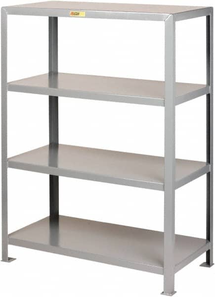 Little Giant - 4 Shelf Starter Heavy-Duty Open Steel Shelving - 2,000 Lb Capacity, 60" Wide x 72" High x 24" Deep, Gray - Americas Industrial Supply