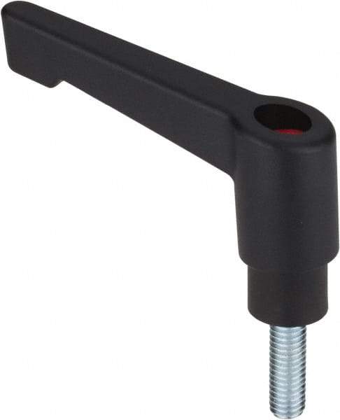 Morton Machine Works - 1/4-20, 0.47" Hub Diam, Glass Fiber Reinforced Plastic Stud Type Adjustable Clamping Handle - 0.59" Stud Length, 1.65" OAL, 1.97" High - Americas Industrial Supply