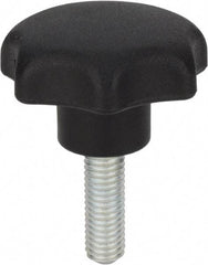 Morton Machine Works - 2.48" Head Diam, 7 Point Scalloped Knob - 1/2-13 Stem, Thermoplastic, Black - Americas Industrial Supply