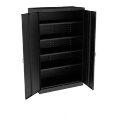 Tennsco - 5 Shelf Locking Storage Cabinet - Steel, 48" Wide x 24" Deep x 78" High, Black - Americas Industrial Supply