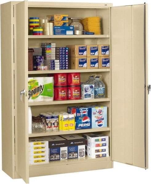 Tennsco - 5 Shelf Locking Storage Cabinet - Steel, 48" Wide x 24" Deep x 78" High, Sand - Americas Industrial Supply