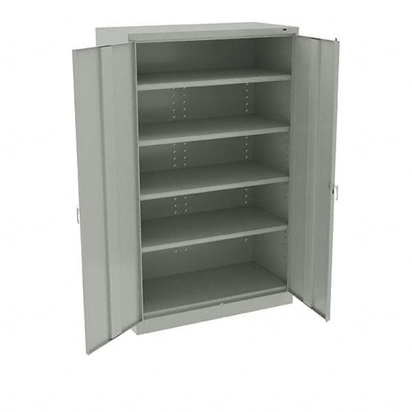 Tennsco - 5 Shelf Locking Storage Cabinet - Steel, 48" Wide x 24" Deep x 78" High, Light Gray - Americas Industrial Supply