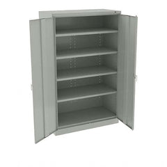 Tennsco - 5 Shelf Locking Storage Cabinet - Steel, 48" Wide x 24" Deep x 78" High, Light Gray - Americas Industrial Supply