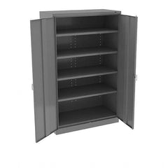 Tennsco - 5 Shelf Locking Storage Cabinet - Steel, 48" Wide x 24" Deep x 78" High, Medium Gray - Americas Industrial Supply