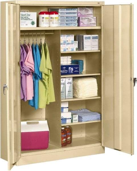 Tennsco - 6 Shelf Wardrobe Storage Cabinet - Steel, 48" Wide x 18" Deep x 78" High, Sand - Americas Industrial Supply