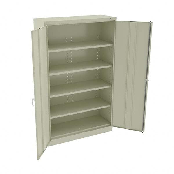 Tennsco - 5 Shelf Locking Storage Cabinet - Steel, 48" Wide x 18" Deep x 78" High, Champagne/Putty - Americas Industrial Supply