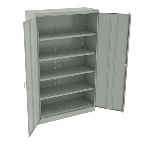 Tennsco - 6 Shelf Wardrobe Storage Cabinet - Steel, 48" Wide x 18" Deep x 78" High, Light Gray - Americas Industrial Supply