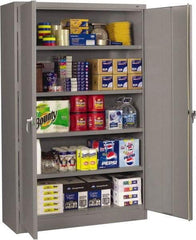 Tennsco - 5 Shelf Locking Storage Cabinet - Steel, 48" Wide x 18" Deep x 78" High, Medium Gray - Americas Industrial Supply