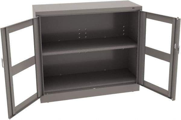 Tennsco - 2 Shelf Visible Storage Cabinet - Steel, 48" Wide x 18" Deep x 42" High, Medium Gray - Americas Industrial Supply