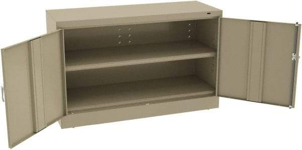 Tennsco - 2 Shelf Locking Storage Cabinet - Steel, 48" Wide x 18" Deep x 30" High, Sand - Americas Industrial Supply