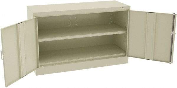 Tennsco - 2 Shelf Locking Storage Cabinet - Steel, 48" Wide x 18" Deep x 30" High, Champagne/Putty - Americas Industrial Supply