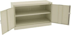 Tennsco - 2 Shelf Locking Storage Cabinet - Steel, 48" Wide x 18" Deep x 30" High, Champagne/Putty - Americas Industrial Supply
