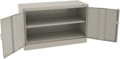 Tennsco - 2 Shelf Locking Storage Cabinet - Steel, 48" Wide x 18" Deep x 30" High, Light Gray - Americas Industrial Supply