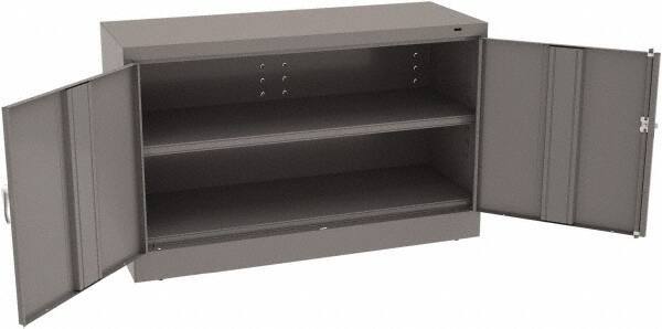 Tennsco - 2 Shelf Locking Storage Cabinet - Steel, 48" Wide x 18" Deep x 30" High, Medium Gray - Americas Industrial Supply