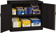Tennsco - 2 Shelf Locking Storage Cabinet - Steel, 48" Wide x 24" Deep x 42" High, Black - Americas Industrial Supply