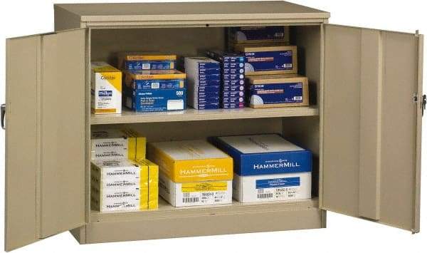 Tennsco - 2 Shelf Locking Storage Cabinet - Steel, 48" Wide x 24" Deep x 42" High, Sand - Americas Industrial Supply