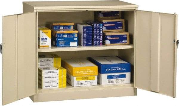 Tennsco - 2 Shelf Locking Storage Cabinet - Steel, 48" Wide x 18" Deep x 42" High, Champagne/Putty - Americas Industrial Supply