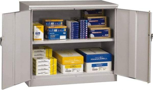 Tennsco - 2 Shelf Locking Storage Cabinet - Steel, 48" Wide x 24" Deep x 42" High, Light Gray - Americas Industrial Supply