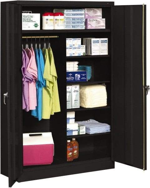 Tennsco - 6 Shelf Wardrobe Storage Cabinet - Steel, 48" Wide x 18" Deep x 78" High, Black - Americas Industrial Supply