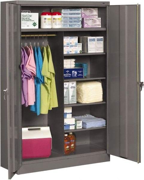 Tennsco - 6 Shelf Wardrobe Storage Cabinet - Steel, 48" Wide x 18" Deep x 78" High, Medium Gray - Americas Industrial Supply