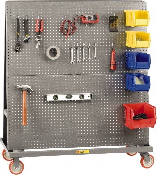 Little Giant - 48" Wide x 56" High x 24" Deep, Pegboard Tool Cart, Double-Sided - 1,200 Lb Capacity, 32 Sq/Ft Surface Area - Americas Industrial Supply