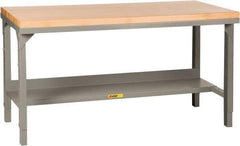Little Giant - 60 Wide x 30" Deep x 28-3/4" High, Maple Butcher Block Top - Straight Edge, Adjustable Height Legs, Gray - Americas Industrial Supply