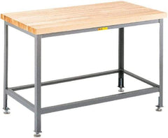 Little Giant - 36 Wide x 24" Deep x 32" High, Maple Butcher Block Top - Straight Edge, Fixed Legs With Adjustable Height Glides, Gray - Americas Industrial Supply
