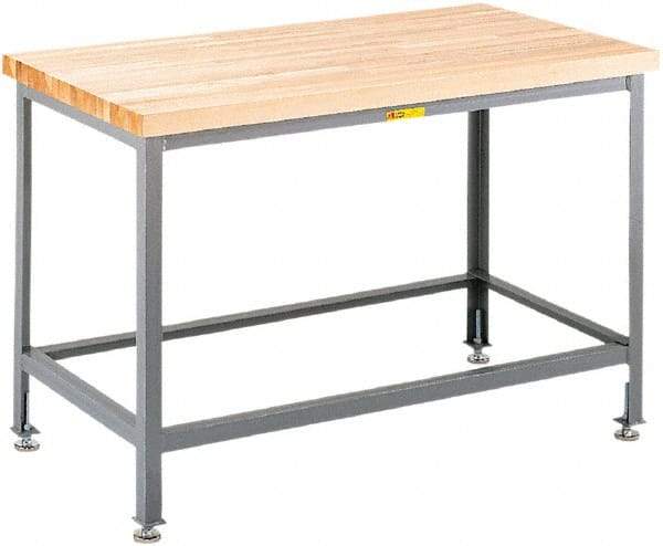 Little Giant - 48 Wide x 24" Deep x 32" High, Maple Butcher Block Top - Straight Edge, Fixed Legs With Adjustable Height Glides, Gray - Americas Industrial Supply