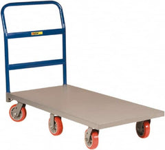 Little Giant - 3,600 Lb Capacity Steel 6-Wheeled Platform Truck - Steel Deck, 30" OAW, 60" Platform Length, Polyurethane Casters - Americas Industrial Supply
